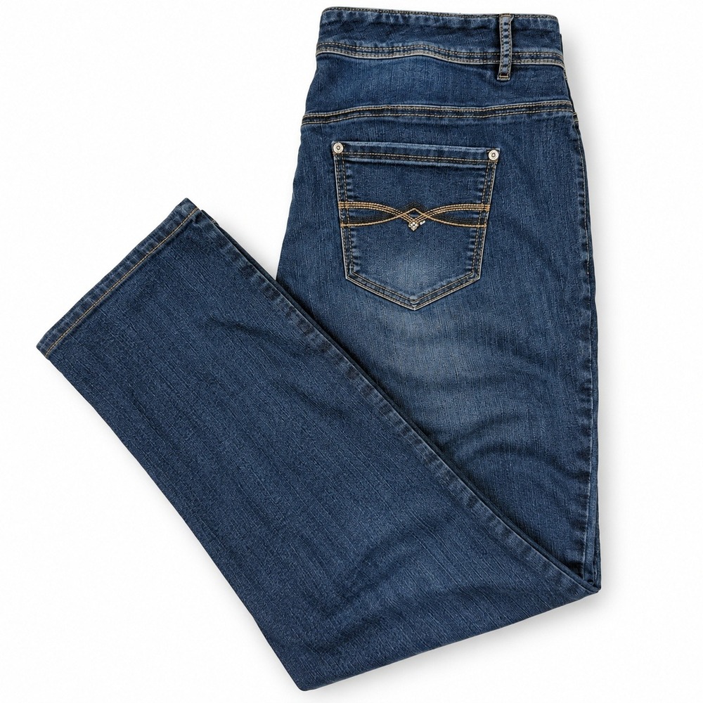 d/C Jeans Straight Leg Jeans Womens Size 20 Blue Denim Rhinestone Pockets